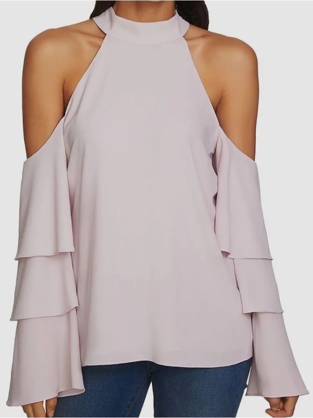 1. State Lilac Ruffle Cold-Shoulder Blouse - Picture 5 of 5